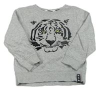 Šedá melírovaná mikina s tygrem H&M