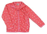 Neonově růžová puntíkatá fleecová propínací mikina 