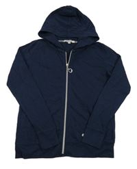 Tmavomodrá lehká propínací mikina s kapucí 