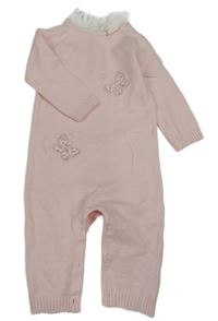 Světlerůžový pletený overal s motýlky a madeirou Nutmeg