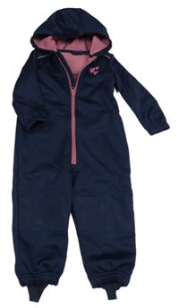 Tmavomodrá softshellová kombinéza a kapucí Lupilu