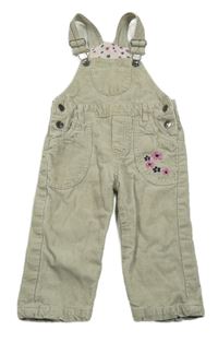 Světlebéžové laclové podšité manšestráky s kvítky Impidimpi