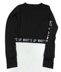 Černé sportovní crop triko Page one young