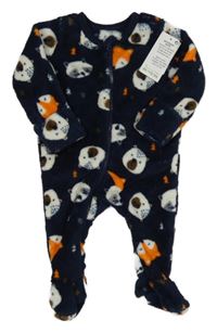 Nové - tmavomodrý plyšový overal s medvědy Pep&Co