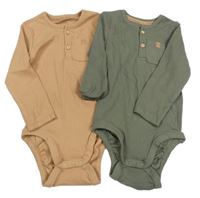 2x žebrované body - khaki + oříškové George