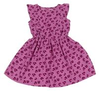 Růžové leopardí lehké šaty s volánky St. Bernard