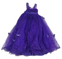 Fialové tylové slavnostní šaty s motýlky 