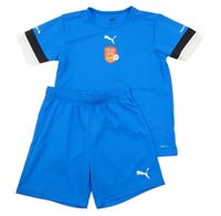 2 set - Modré sportovní funkční tričko s logem + kraťasy Puma