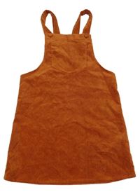 Hnědé žebrované sametové laclové šaty M&S