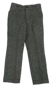 Černo-šedé melírované vlněné chino kalhoty George