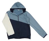 Modro-tmavomodro-bílá propínací mikina s kapucí H&M
