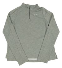 Šedé melírované sportovní funkční triko s logem Nike