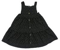 Černé puntíkaté šaty s knoflíky Primark