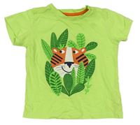 Zelenkavé tričko s tygrem a listy zn. Mothercare