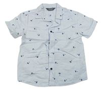Bílo-světlemodrá pruhovaná košile s palmami Primark