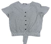 Černo-bílá kostkovaná crop halenka George