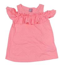 Neonově růžový crop top s volánkem Dopodopo