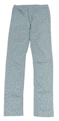 Světlemodré plátěné skinny kalhoty s leopardím vzorem H&M