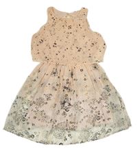 Světlerůžové šifonové šaty s květy H&M