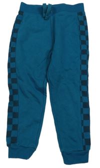 Modrozelené tepláky s kostkovanými pruhy Dunnes