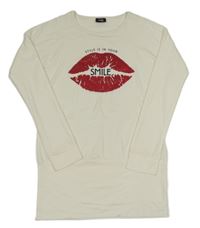 Bílá tunika s rty a nápisy Page one young