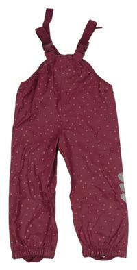 Vínové květované voděodolné laclové kalhoty Topolino