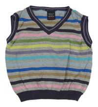 Šedo-fialovo-barevná pruhovaná svetrová vesta Next