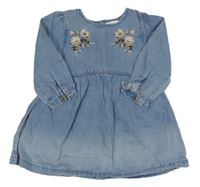 Světlemodré lehké riflové šaty s květy Next