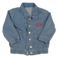 Světlemodrá riflová bunda s nápisem 