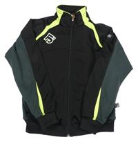 Černo-šedo-neonově zelená propínací mikina JAKO