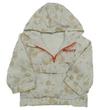 Smetanovo-béžová šusťáková jarní bunda s Mickeym a kapucí Primark