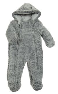 Šedá plyšová zateplená kombinéza s kapucí George