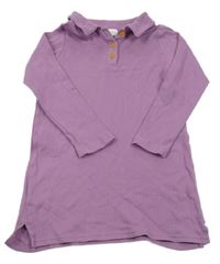 Lila žebrované šaty s límečkem Next