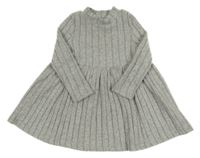Šedé žebrované úpletové šaty 