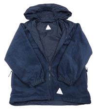 Tmavomodrá fleecovo/šusťáková oboustranná bunda s kapucí 