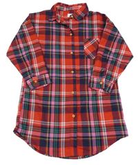 Červeno-tmavomodro-růžová kostkovaná halenka Next