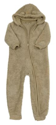 Béžová chlupatá kombinéza s kapucí Kuniboo