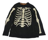 Černé triko s kostrou F&F