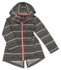 Černo-bílá vzorovaná šusťáková jarní parka s kapucí Yd.