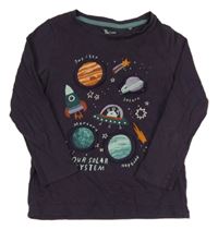 Tmavofialové triko s vesmírem Tu