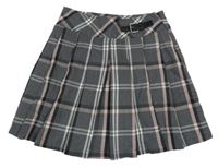 Šedo-bílo-růžová kostkovaná skládaná sukně C&A