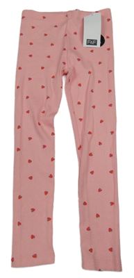 Nové - Růžové žebrované legíny s jahodami F&F