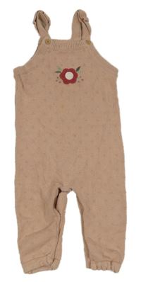 Starorůžové pletené laclové tepláky s květem F&F