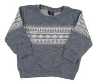 Šedomodro-bílá vzorovaná mikina Next