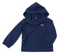 Tmavomodrá šusťáková funkční bunda s logem a kapucí UNDER ARMOUR