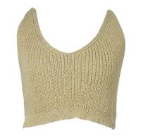 Dámský béžový pletený crop top 