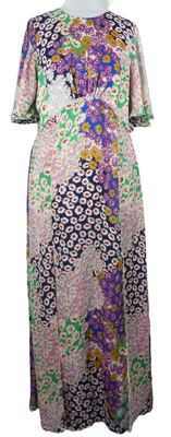 Dámské barevné květované dlouhé šaty s volnými zády Topshop 