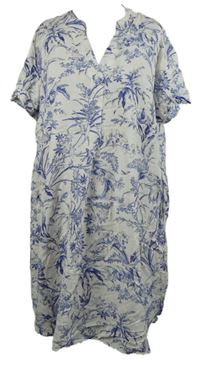 Dámské bílo-modré květované šaty H&M
