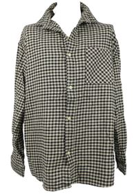 Pánská černo-bílo-vínová kostkovaná flanelová košile H&M