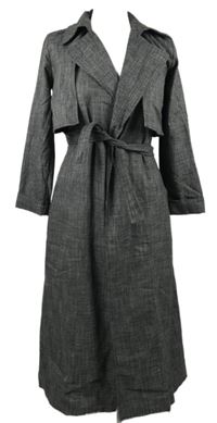 Dámský tmavošedý melírovaný kabát s páskem Miss Selfridge 